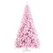 7.5 Feet Pink Flocked Christmas Tree with Folding Metal Stand